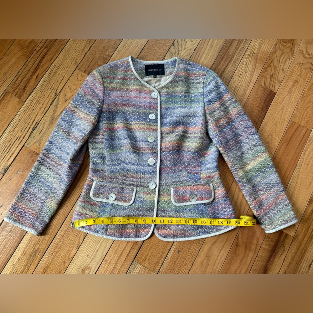 Lafayette 148 Jacket Blazer Pink Green Yellow Cotton Blend Women’s Size 6 - Picture 11 of 16